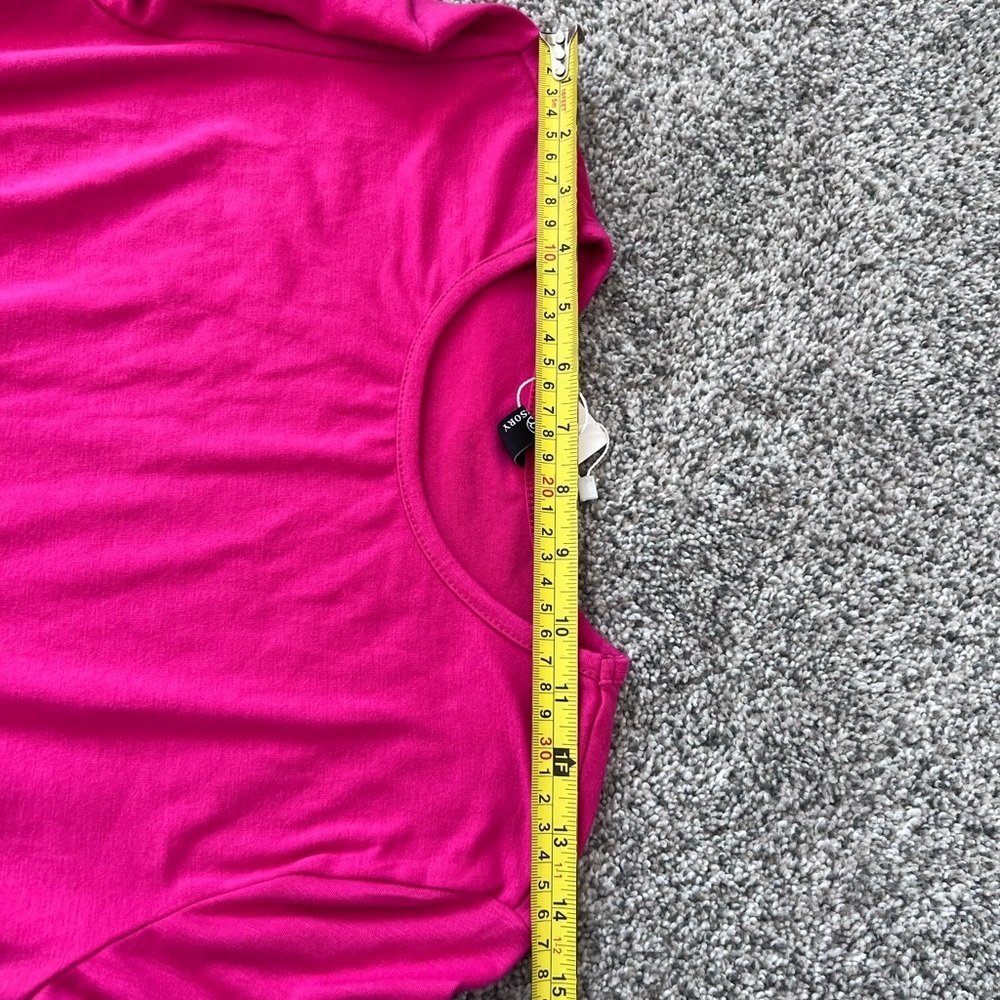 NWT! Lillusory Dark Pink Short Sleeve Tiered Knit Maxi Dress Pockets Size Small - Picture 5 of 11